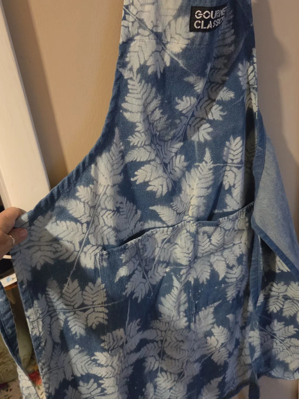 Blue Floral Linen-Blend Apron